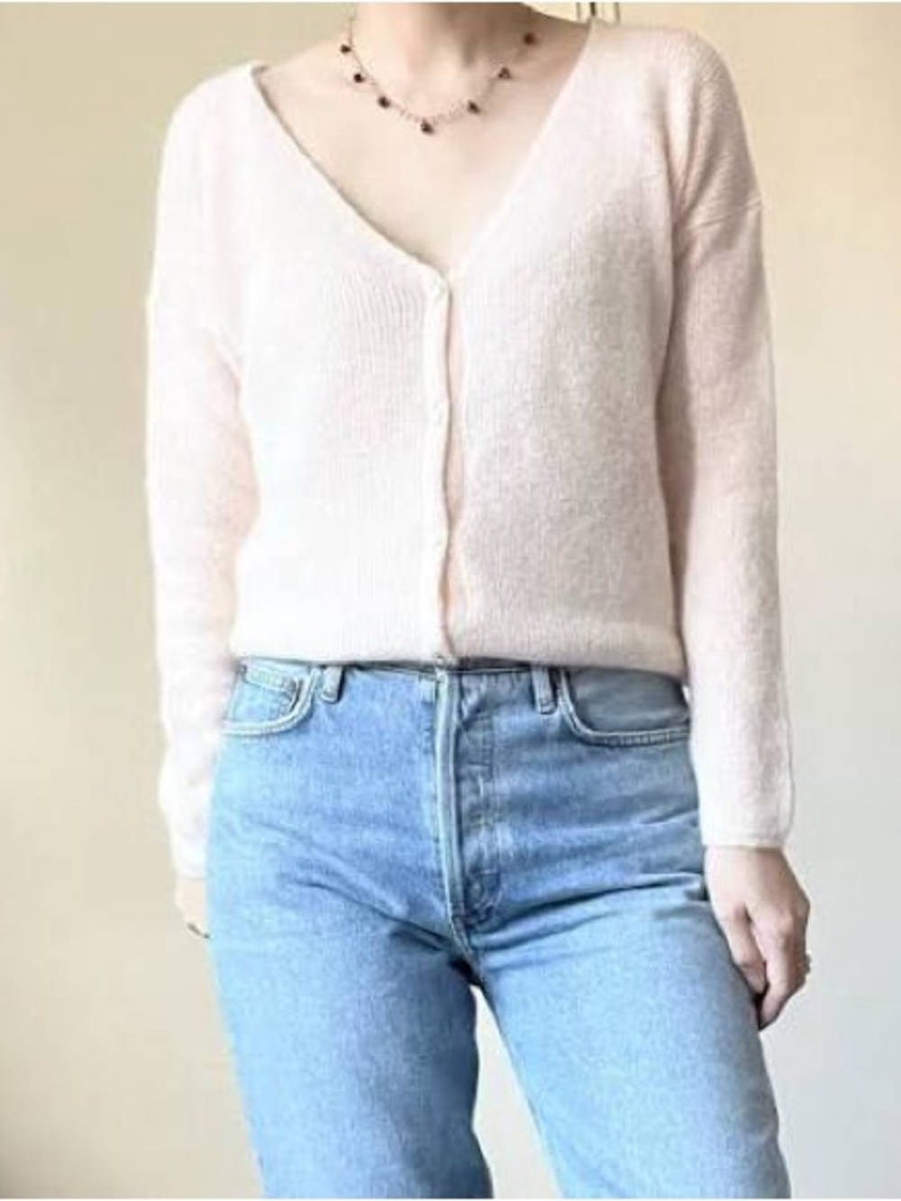 Sezane “Barry” Cardigan in Light Peach, Size Medium - EUC - Picture 2 of 8